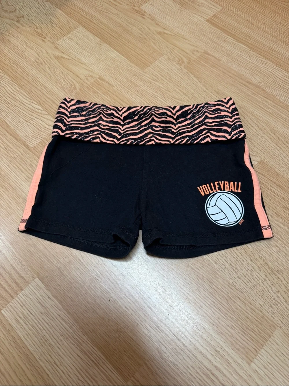Justice Girls Size 12 Black Coral Volleyball Yoga Shorts Athletic Cheer